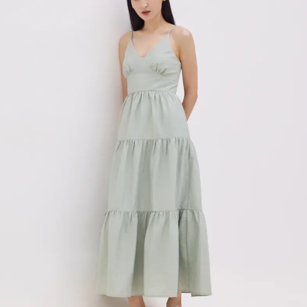 Camisole maxi dress, sage green, size XS